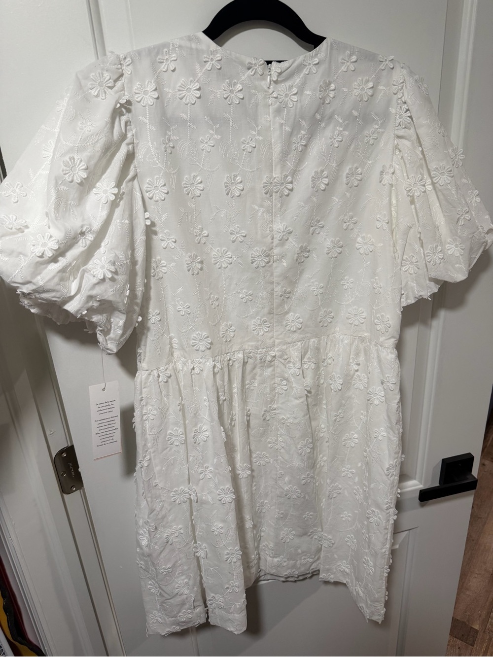 NWT Nanette Lepore White Floral Embroidered Puff Sleeve Mini Dress - Picture 2 of 9